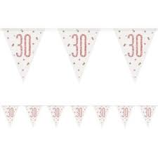 30th Birthday: 30th Birthday Prismatic Rose Gold Flag Banner 2.74m
