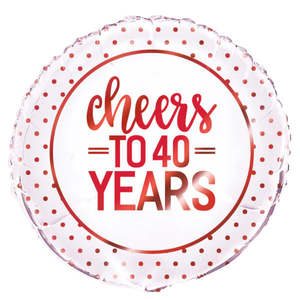 40th Birthday: 40th Birthday Cheers To 40 Years Helium Foil Balloon 45cm