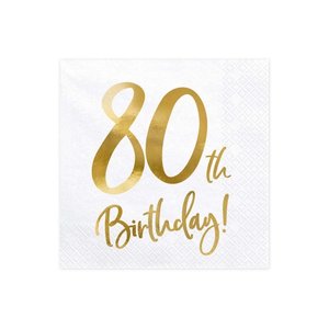 Napkins: 80th Birthday Gold Foiled Napkins 20pk