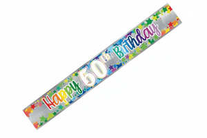 Banners: Banner Happy 60th Birthday - Silver Stars