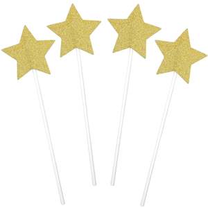 Cake Toppers: Gold Star Cake Toppers 4pk