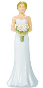 Bride Wedding Cake Topper With Flowers 10.4cm (Blonde)