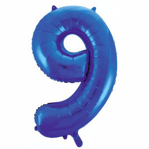 Giant Royal Blue Foil Number Balloon - 9