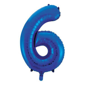 Giant Royal Blue Foil Number Balloon - 6