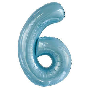 Giant Powder Blue Foil Number Balloon - 6