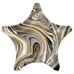 Shapes: Foil Balloon Black & Gold Marble Star