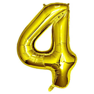 Gold Foil Number Balloon  (35cm)14in -No. 4 (fill with air only)