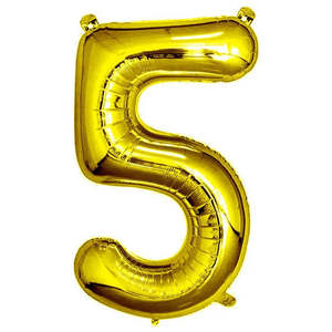 Gold Foil Mini Number Balloon  (35cm)14in -No. 5 (fill with air only)