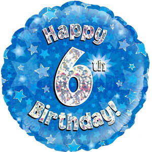 6th Birthday Blue Foil Balloon 45cm