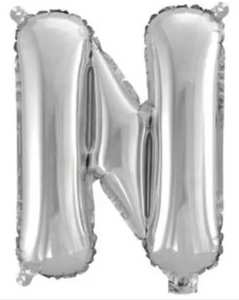 Foil Letter Banners Air Fill Only: Silver Letter N Mini Foil Balloon