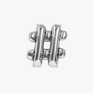 Foil Letter Banners Air Fill Only: Silver Foil Hashtag Balloon 14in