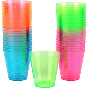 Plastic Paper Cups: 41 Plastic Neon Shot Glasses 59.1ml (2oz)