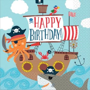 Napkins: Ahoy Pirate Happy Birthday Napkins 16pk