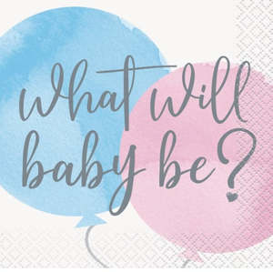 Napkins: Gender Reveal What Will Baby Be Napkins 16pk