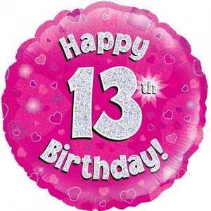 Happy Birthday: 13th Birthday Pink Foil Balloon 45cm