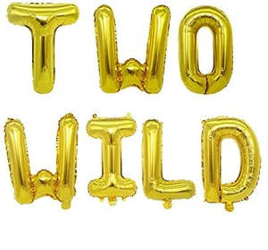 Foil Letter Banners Air Fill Only: Two Wild Gold Balloon Banner