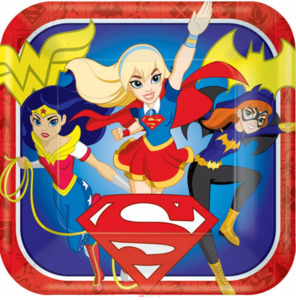 Disposable Plates: Super Hero Girls Square Paper Plates 9in (8)