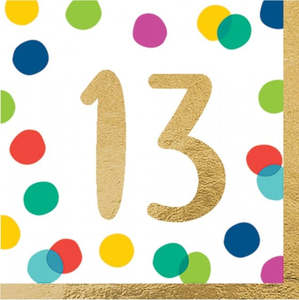 Napkins: Happy Dots 13th Birthday Luncheon Napkins (16)