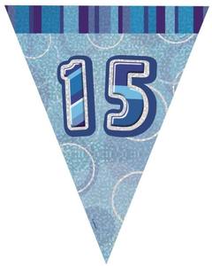 Banners: Glitz Birthday 15th Bunting Blue Silver