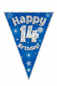 Happy 14th Birthday Blue Banner