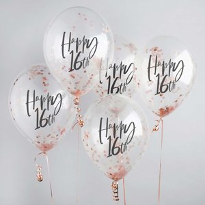 Confetti: Happy 16th Milestone Confetti Balloons 5pk
