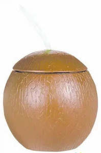 Coconut Shaped Cup with Straw - Plastic 532ml