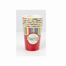 Plastic Paper Cups: Red Pattern Party Cups (6pk)
