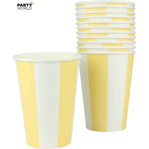 Plastic Paper Cups: White & Yellow Paper Cups (12pk)