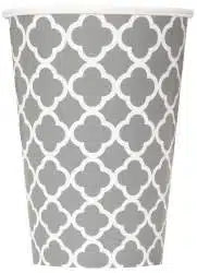 Silver Quatrefoil Paper Cups 12oz (6)