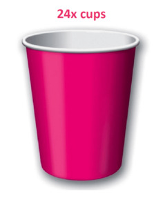 Plastic Paper Cups: Hot Pink Paper Cups (24)