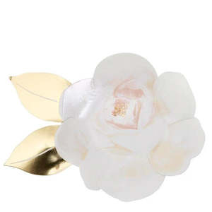 Disposable Plates: White Rose Garden Paper Plates  approx 24x18cm (8)