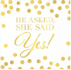 He Asked, She Said Yes! Beverage Napkins 16pk