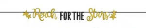 Reach for the Stars Letter Banner Gold Glitter 3.65m