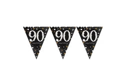 Happy 90th Birthday Prismatic Pennant Banner