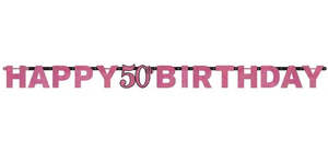 Happy 50th Birthday Banner Pink Celebration