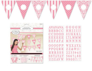 Personalised Pennant Banner Pink 24 Pennants 4.5m