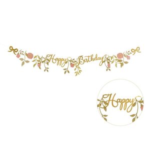 Happy Birthday Banner Flowers 1.3m