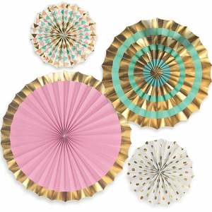 Fans: Pastel & Foil Gold Paper Fans (4pk)