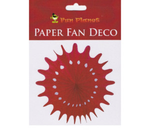 Fans: Red Paper Fan Deco - 30cm