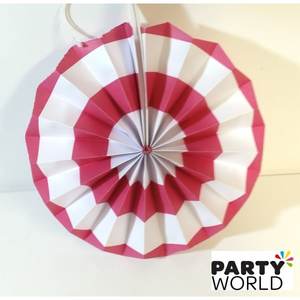 Hot Pink and White Paper Fan (8inch)