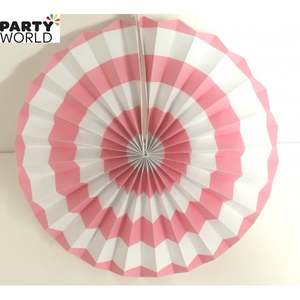 Fans: Light Pink and White Paper Fan (12inch)