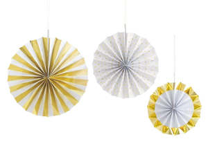 Mini Paper Fans Gold Hot Stamped Hanging Decorations (5)