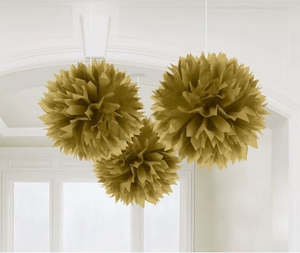 Fluffy Tissue Party Decorations - Gold (3)