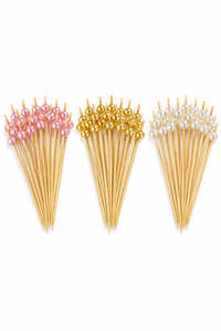 Pearl Food Picks Pink White or Gold 12pk