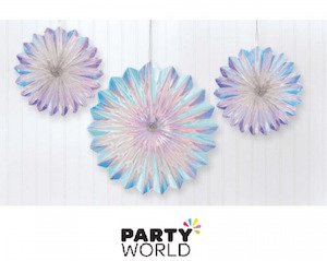 Luminous Party Iridescent Foil Fan Hanging Decorations (1x30cm, 2x20cm)