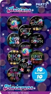 Products: Disco Fever Button Badges 4cm Assorted Designs (10)