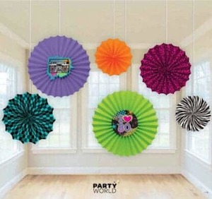 Totally 80s Party Paper Fan Decorations (6)