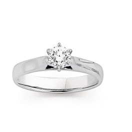 Rings: 18ct White Gold .50ct Diamond Solitaire Ring
