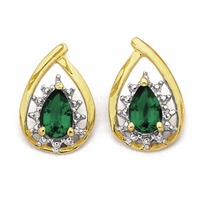 Products: 9ct Diamond & Synthetic Emerald Earrings
