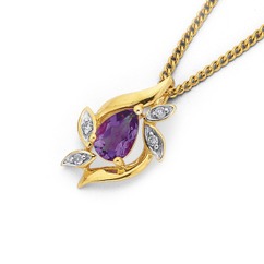 Products: 9ct Gold Amethyst & Diamond Pendant